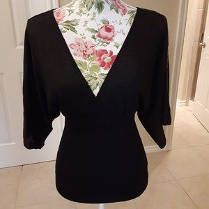 Black Shimmer Belldini Top w/ Dolmen Sleeves